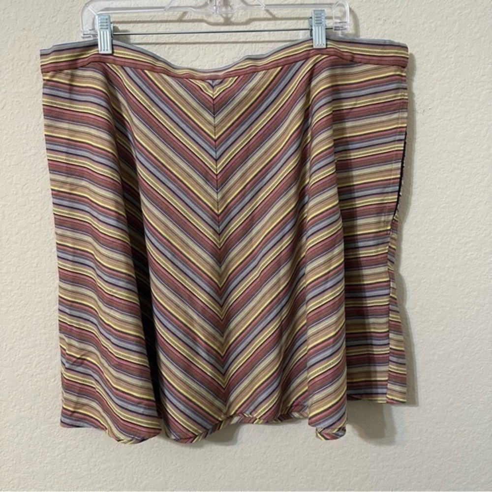 Lace & Mesh Skirt Multicolored Striped Skate Zipper Side Plus Size Retro Trendy